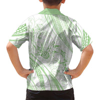 Sharks Couple Dreamy Polynesians Floral Sea Kid Hawaiian Shirt Emerald - Polynesian Pride