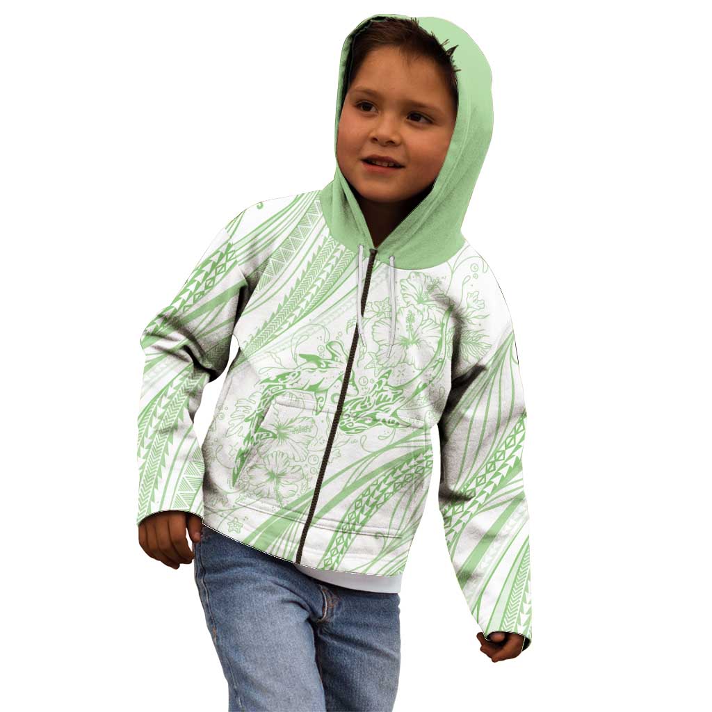 Sharks Couple Dreamy Polynesians Floral Sea Kid Hoodie Emerald - Polynesian Pride