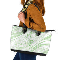 Sharks Couple Dreamy Polynesians Floral Sea Leather Tote Bag Emerald LT7 Emerald - Polynesian Pride