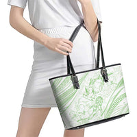 Sharks Couple Dreamy Polynesians Floral Sea Leather Tote Bag Emerald LT7 - Polynesian Pride