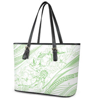 Sharks Couple Dreamy Polynesians Floral Sea Leather Tote Bag Emerald LT7 - Polynesian Pride