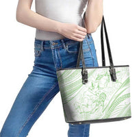 Sharks Couple Dreamy Polynesians Floral Sea Leather Tote Bag Emerald LT7 - Polynesian Pride