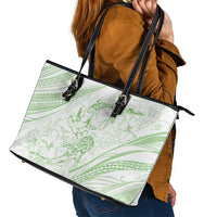 Sharks Couple Dreamy Polynesians Floral Sea Leather Tote Bag Emerald LT7 - Polynesian Pride