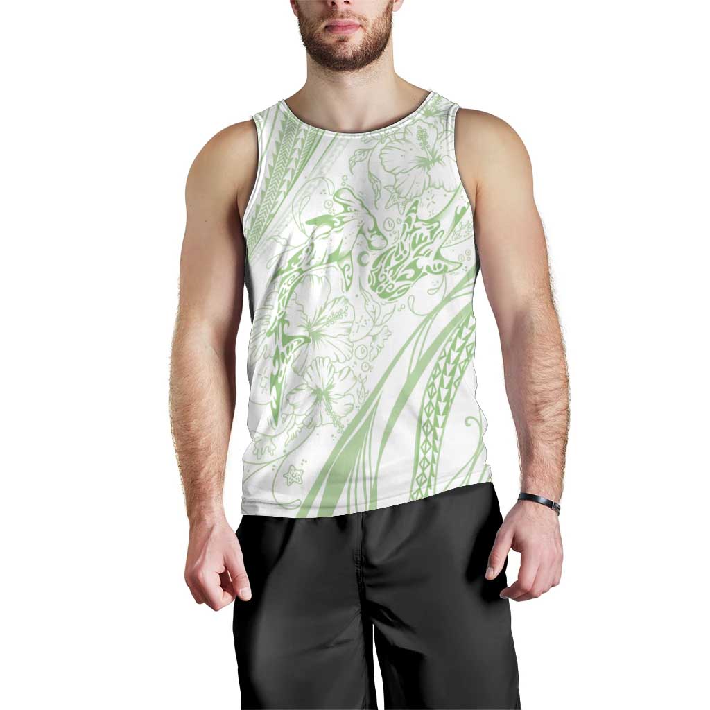 Sharks Couple Dreamy Polynesians Floral Sea Men Tank Top Emerald - Polynesian Pride