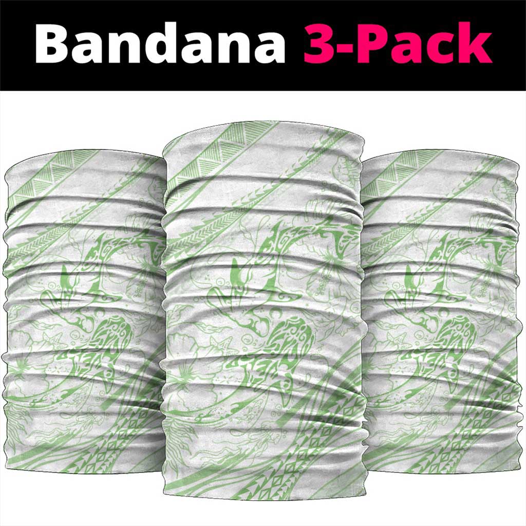 Sharks Couple Dreamy Polynesians Floral Sea Neck Gaiter Emerald - Polynesian Pride