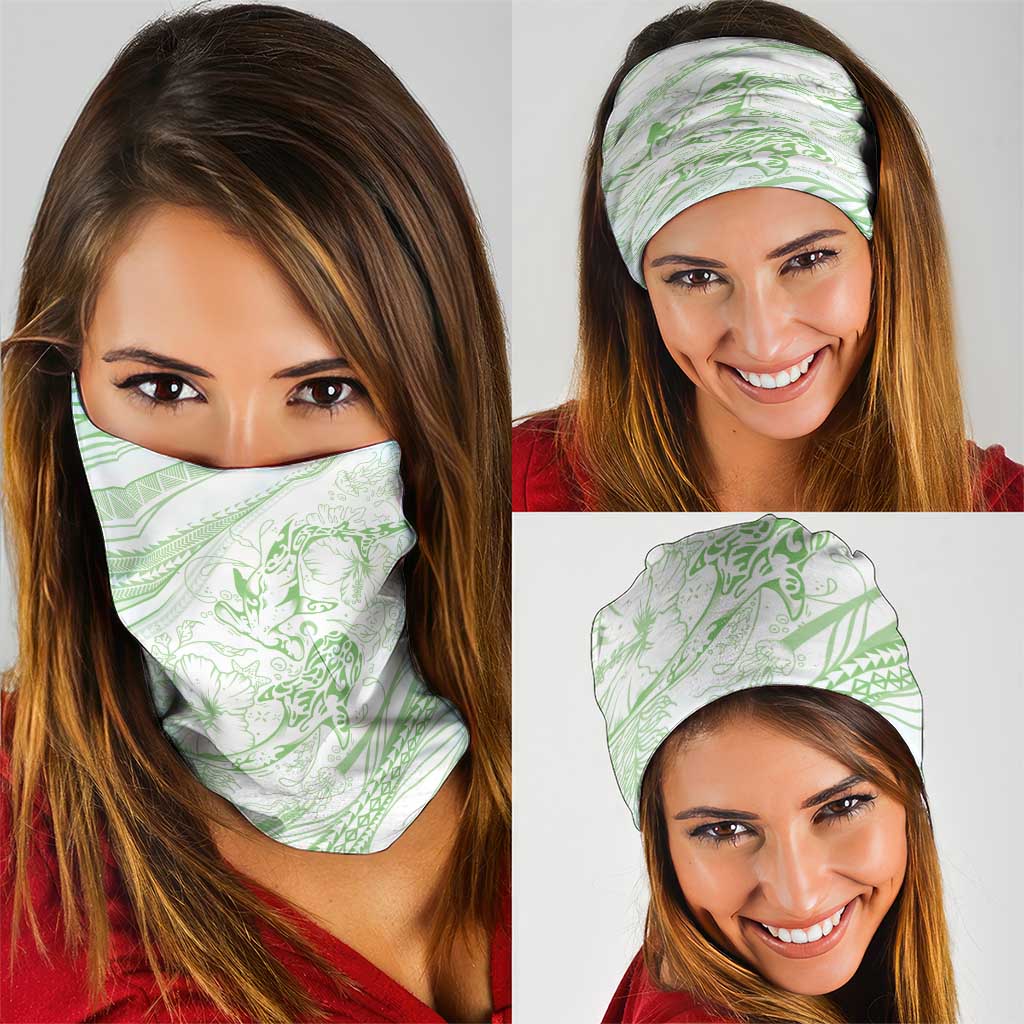 Sharks Couple Dreamy Polynesians Floral Sea Neck Gaiter Emerald - Polynesian Pride
