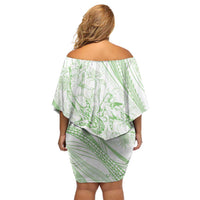 Sharks Couple Dreamy Polynesians Floral Sea Off Shoulder Short Dress Emerald LT7 - Polynesian Pride