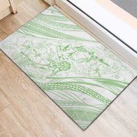 Sharks Couple Dreamy Polynesians Floral Sea Rubber Doormat Emerald - Polynesian Pride