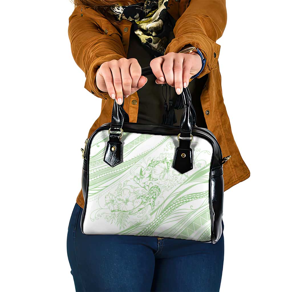 Sharks Couple Dreamy Polynesians Floral Sea Shoulder Handbag Emerald - Polynesian Pride