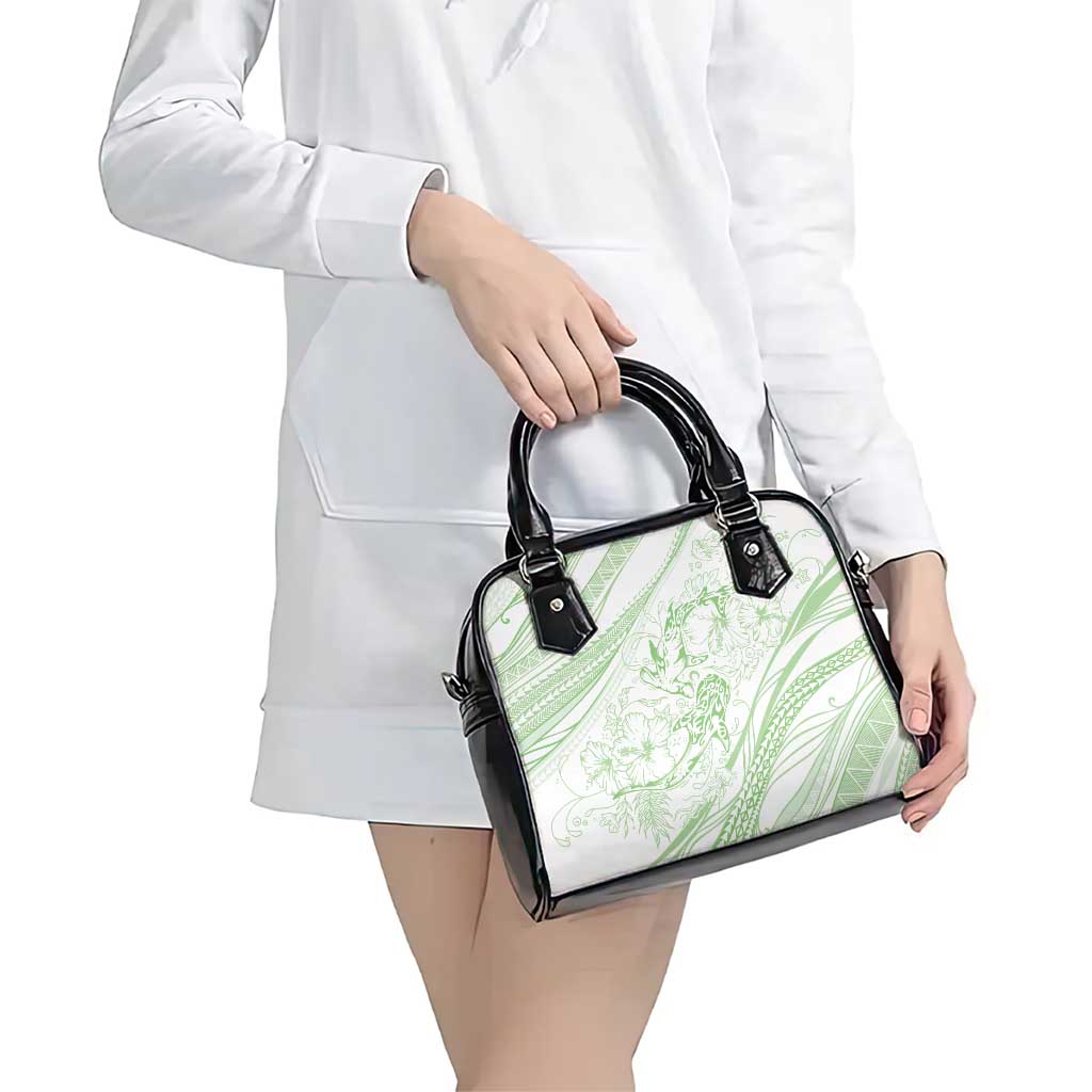 Sharks Couple Dreamy Polynesians Floral Sea Shoulder Handbag Emerald - Polynesian Pride