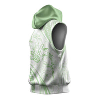 Sharks Couple Dreamy Polynesians Floral Sea Sleeveless Hoodie Emerald - Polynesian Pride