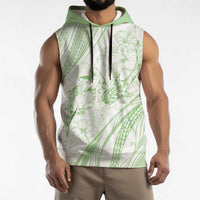 Sharks Couple Dreamy Polynesians Floral Sea Sleeveless Hoodie Emerald - Polynesian Pride