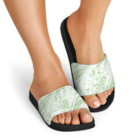 Sharks Couple Dreamy Polynesians Floral Sea Slide Sandals Emerald - Polynesian Pride