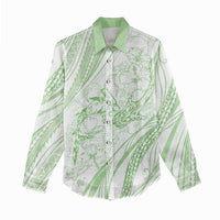 Sharks Couple Dreamy Polynesians Floral Sea Women Casual Shirt Emerald LT7 - Polynesian Pride