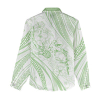 Sharks Couple Dreamy Polynesians Floral Sea Women Casual Shirt Emerald LT7 - Polynesian Pride