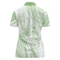 Sharks Couple Dreamy Polynesians Floral Sea Women Polo Shirt Emerald LT7 - Polynesian Pride