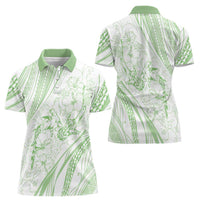 Sharks Couple Dreamy Polynesians Floral Sea Women Polo Shirt Emerald LT7 - Polynesian Pride