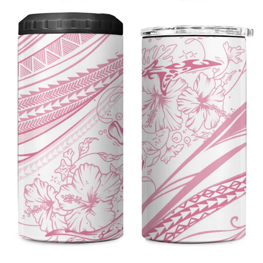 Sharks Couple Dreamy Polynesians Floral Sea 4 in 1 Can Cooler Tumbler Pink LT7 One Size: 16 oz Pink - Polynesian Pride
