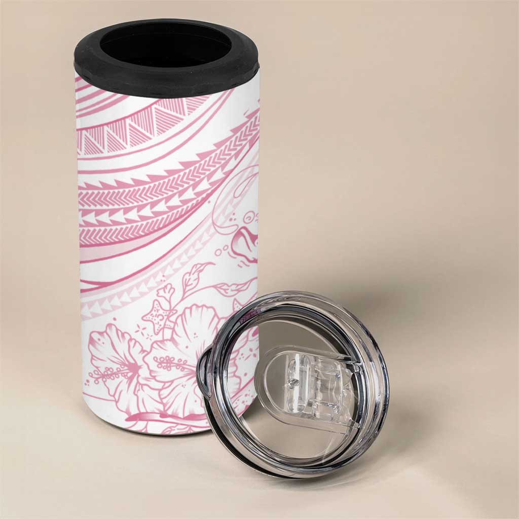 Sharks Couple Dreamy Polynesians Floral Sea 4 in 1 Can Cooler Tumbler Pink LT7 - Polynesian Pride