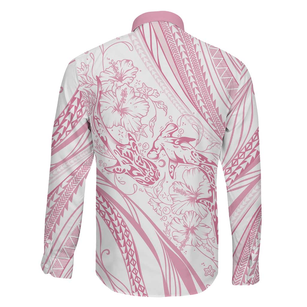 Sharks Couple Dreamy Polynesians Floral Sea Family Matching Mermaid Dress and Hawaiian Shirt Pink LT7 - Polynesian Pride