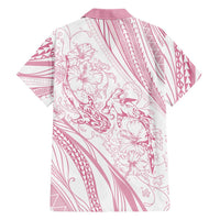 Sharks Couple Dreamy Polynesians Floral Sea Family Matching Off Shoulder Short Dress and Hawaiian Shirt Pink LT7 - Polynesian Pride