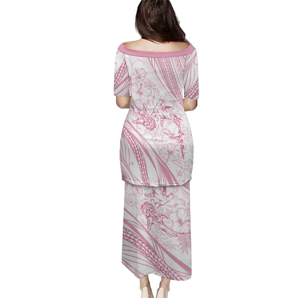 Sharks Couple Dreamy Polynesians Floral Sea Family Matching Puletasi and Hawaiian Shirt Pink LT7 - Polynesian Pride