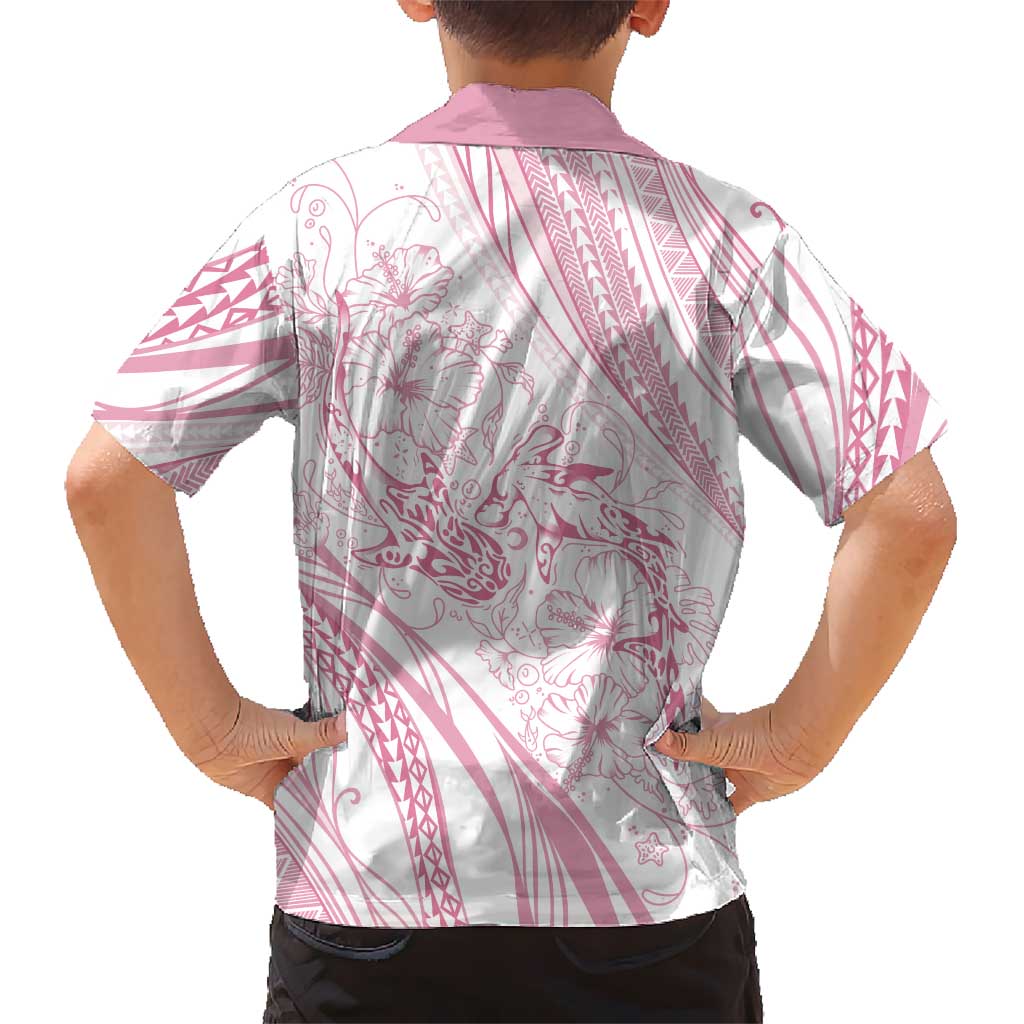 Sharks Couple Dreamy Polynesians Floral Sea Family Matching Summer Maxi Dress and Hawaiian Shirt Pink LT7 - Polynesian Pride