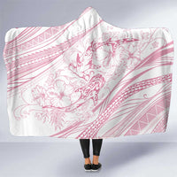 Sharks Couple Dreamy Polynesians Floral Sea Hooded Blanket Pink - Polynesian Pride