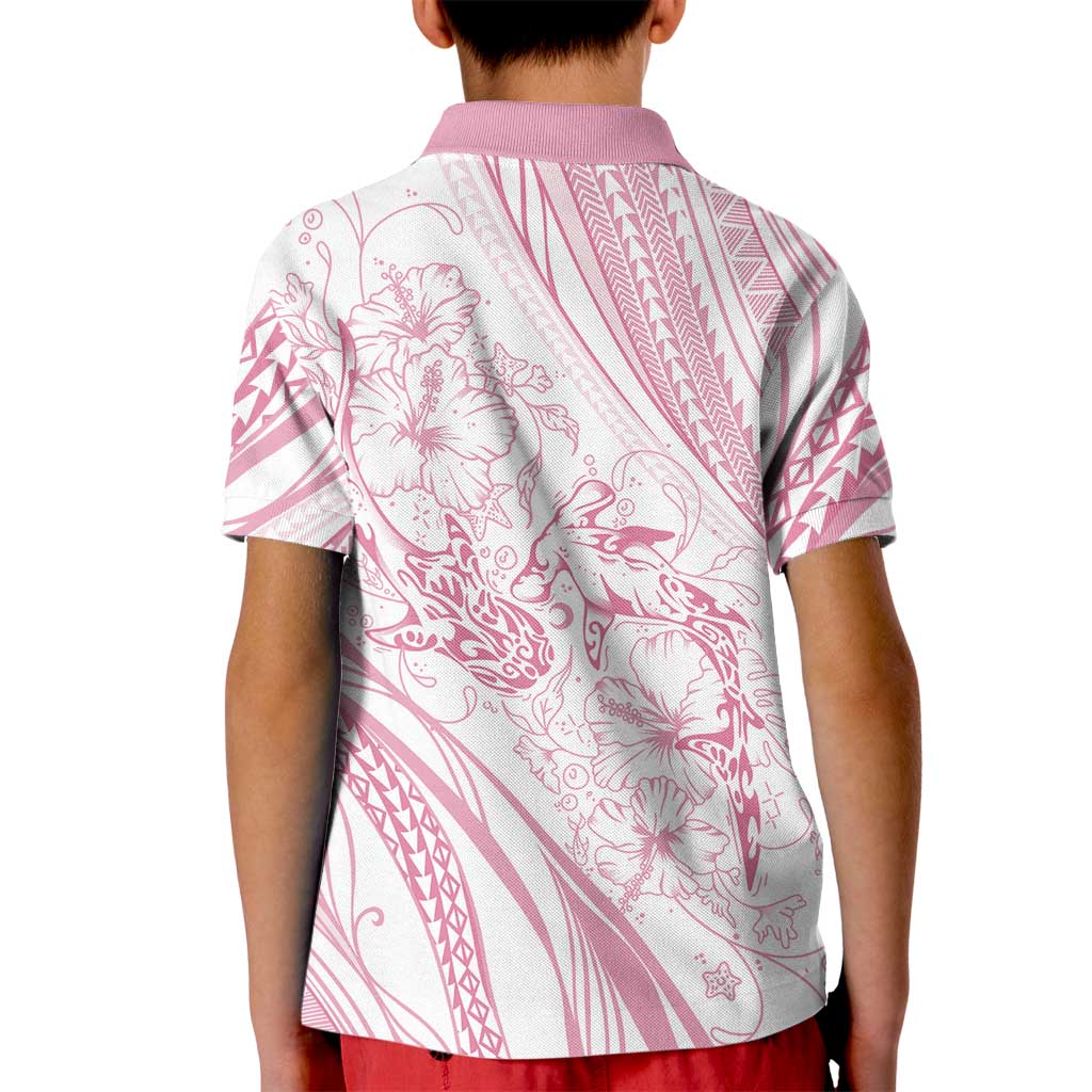 Sharks Couple Dreamy Polynesians Floral Sea Kid Polo Shirt Pink - Polynesian Pride
