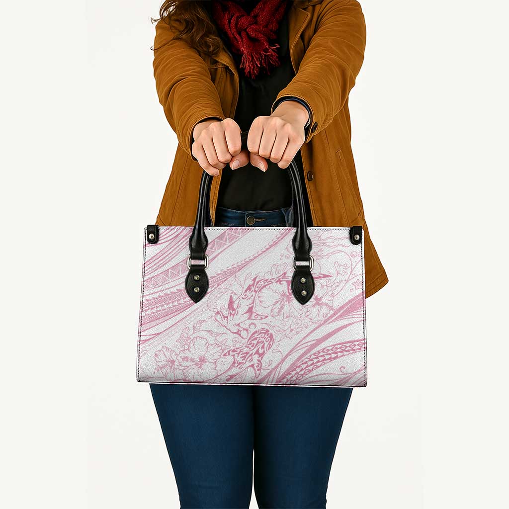 Sharks Couple Dreamy Polynesians Floral Sea Leather Bag Pink - Polynesian Pride