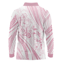 Sharks Couple Dreamy Polynesians Floral Sea Long Sleeve Polo Shirt Pink LT7 - Polynesian Pride