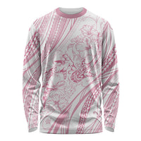 Sharks Couple Dreamy Polynesians Floral Sea Long Sleeve Shirt Pink - Polynesian Pride