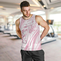 Sharks Couple Dreamy Polynesians Floral Sea Men Tank Top Pink - Polynesian Pride
