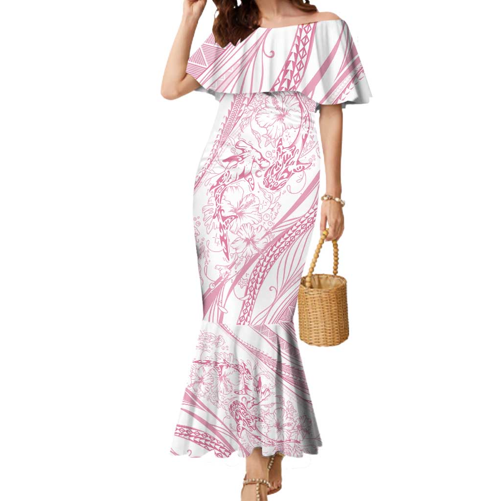 Sharks Couple Dreamy Polynesians Floral Sea Mermaid Dress Pink LT7 Women Pink - Polynesian Pride