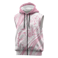 Sharks Couple Dreamy Polynesians Floral Sea Sleeveless Zip Hoodie Pink LT7 Pink - Polynesian Pride