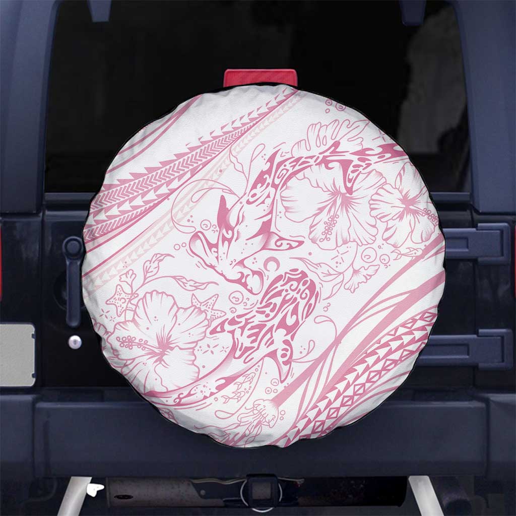 Sharks Couple Dreamy Polynesians Floral Sea Spare Tire Cover Pink - Polynesian Pride