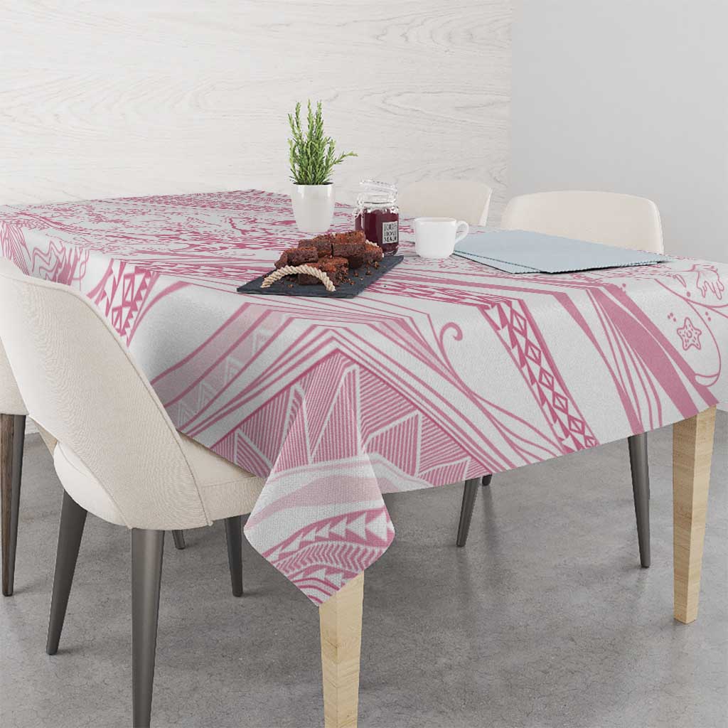 Sharks Couple Dreamy Polynesians Floral Sea Tablecloth Pink - Polynesian Pride