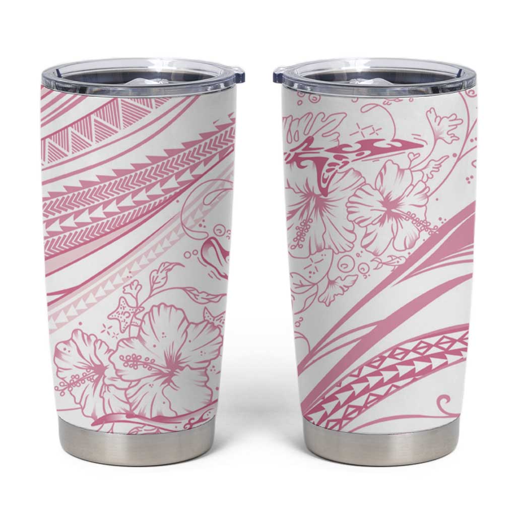 Sharks Couple Dreamy Polynesians Floral Sea Tumbler Cup Pink - Polynesian Pride