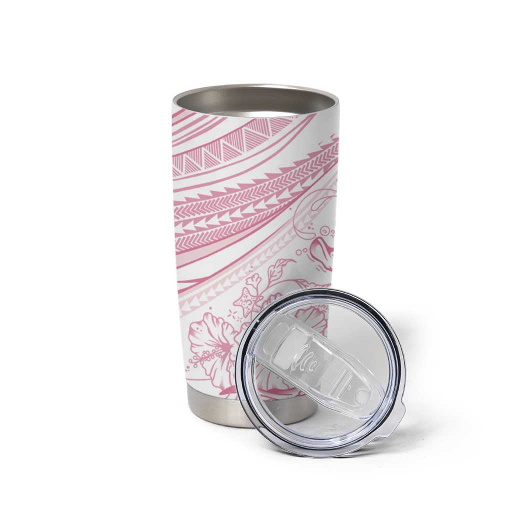 Sharks Couple Dreamy Polynesians Floral Sea Tumbler Cup Pink - Polynesian Pride