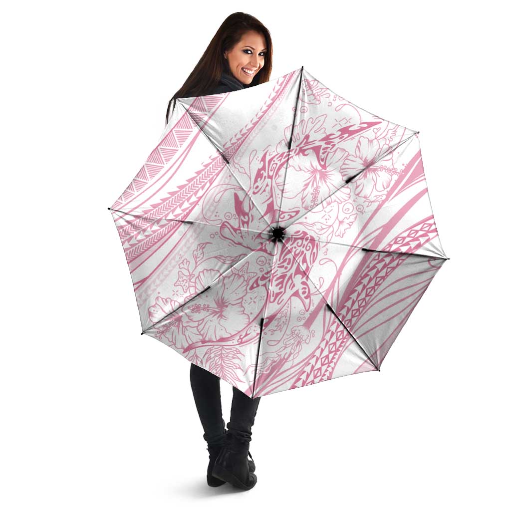 Sharks Couple Dreamy Polynesians Floral Sea Umbrella Pink - Polynesian Pride