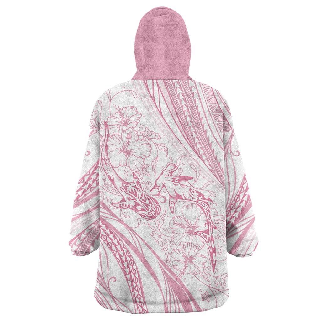 Sharks Couple Dreamy Polynesians Floral Sea Wearable Blanket Hoodie Pink LT7 - Polynesian Pride