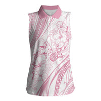 Sharks Couple Dreamy Polynesians Floral Sea Women Sleeveless Polo Shirt Pink LT7 Female Pink - Polynesian Pride