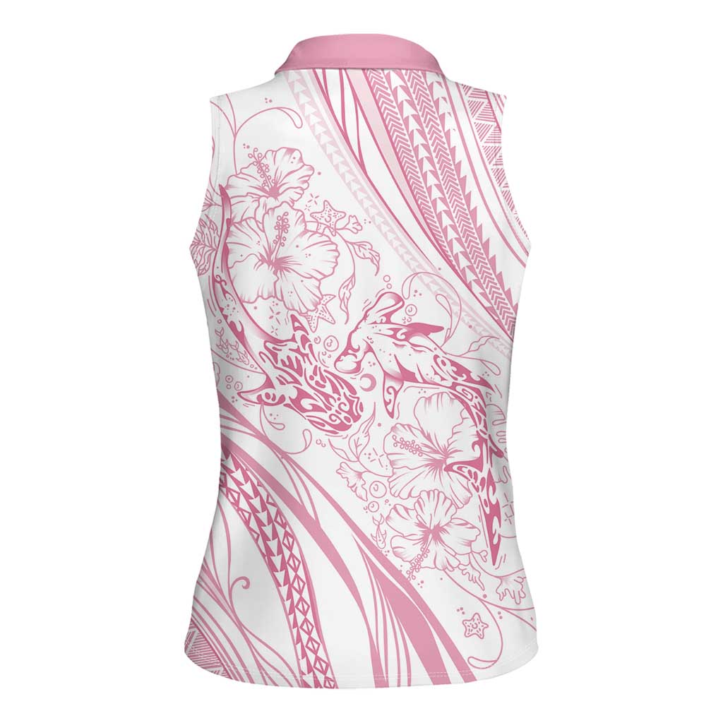 Sharks Couple Dreamy Polynesians Floral Sea Women Sleeveless Polo Shirt Pink LT7 - Polynesian Pride
