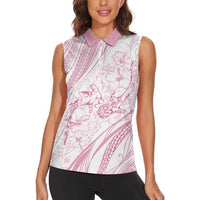Sharks Couple Dreamy Polynesians Floral Sea Women Sleeveless Polo Shirt Pink LT7 - Polynesian Pride