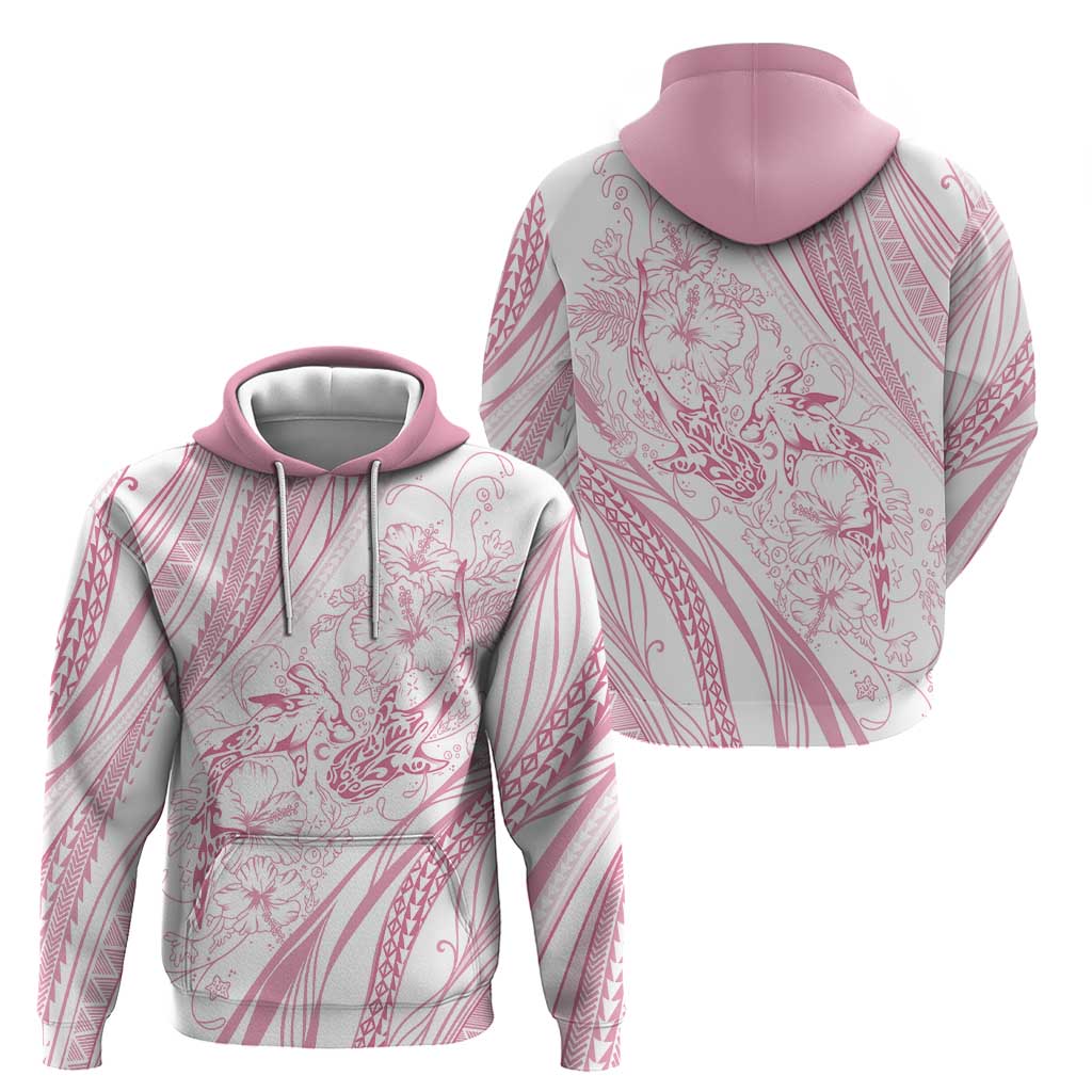 Sharks Couple Dreamy Polynesians Floral Sea Zip Hoodie Pink - Polynesian Pride