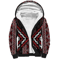 Red Tukutuku Pattern Aotearoa Sherpa Hoodie Niho Taniwha and Puhoro Motifs LT7 Unisex Red - Polynesian Pride
