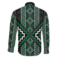 Jade Tukutuku Pattern Aotearoa Family Matching Long Sleeve Bodycon Dress and Hawaiian Shirt Niho Taniwha and Puhoro Motifs LT7 - Polynesian Pride