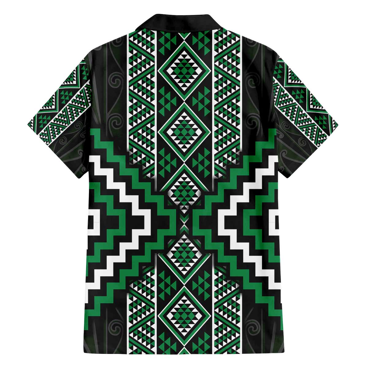 Jade Tukutuku Pattern Aotearoa Family Matching Off The Shoulder Long Sleeve Dress and Hawaiian Shirt Niho Taniwha and Puhoro Motifs LT7 - Polynesian Pride
