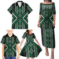Jade Tukutuku Pattern Aotearoa Family Matching Puletasi and Hawaiian Shirt Niho Taniwha and Puhoro Motifs LT7 - Polynesian Pride