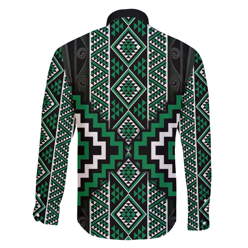 Jade Tukutuku Pattern Aotearoa Family Matching Puletasi and Hawaiian Shirt Niho Taniwha and Puhoro Motifs LT7 - Polynesian Pride